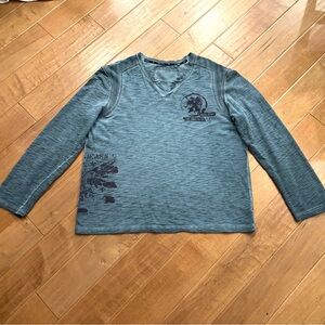 Guess Men’s Long Sleeve Blue 100% Cotton Top T-shirt Size XXL